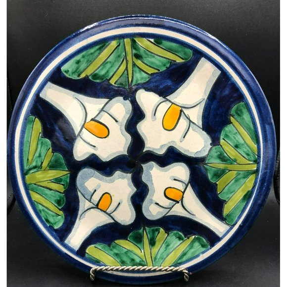 M. Mora Other - CALLA LILY Decorative Plate Talavera Pottery Hand Painted Mexican Folk Art